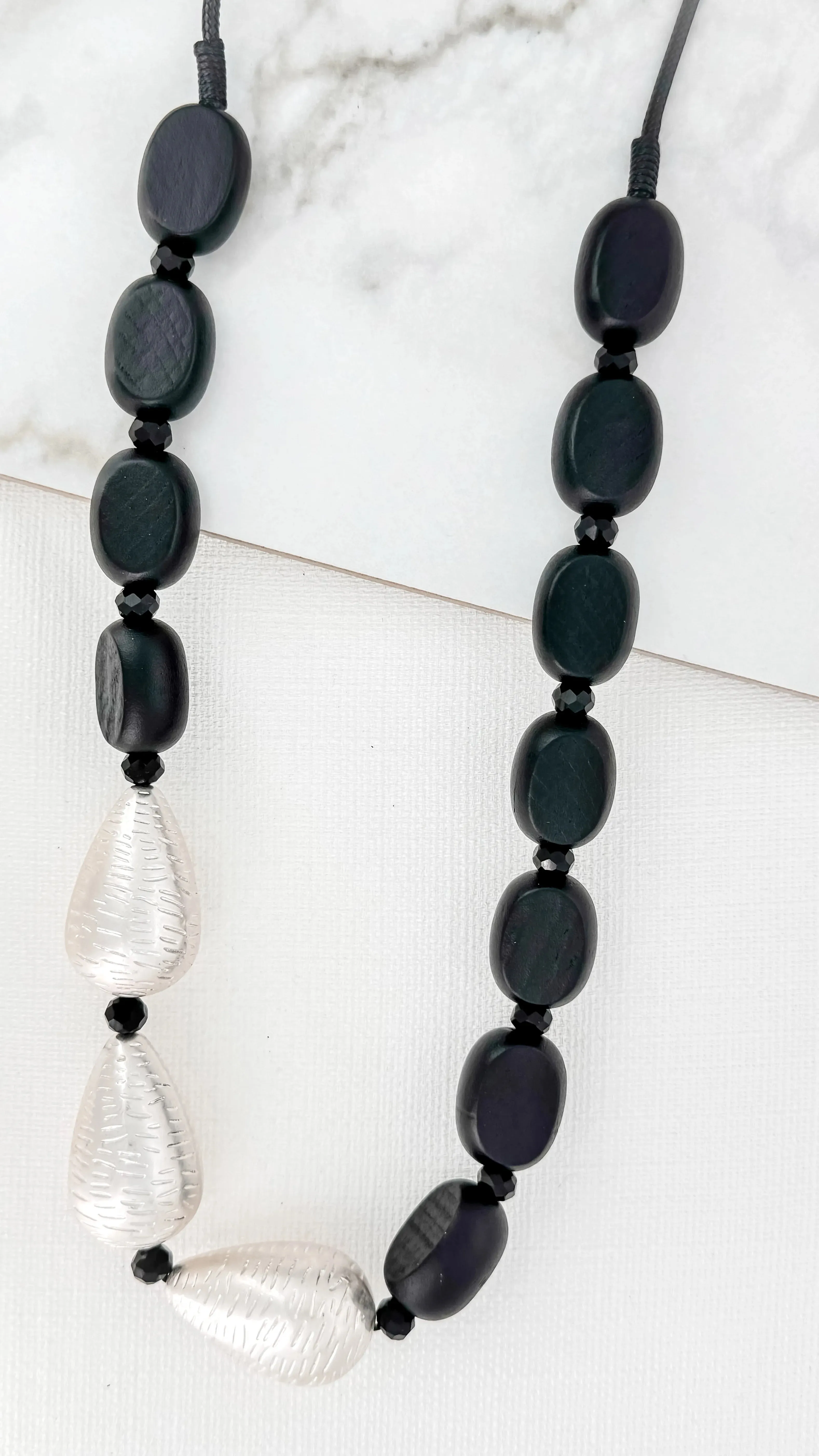Envy Chunky Wooden Beaded Long Necklace