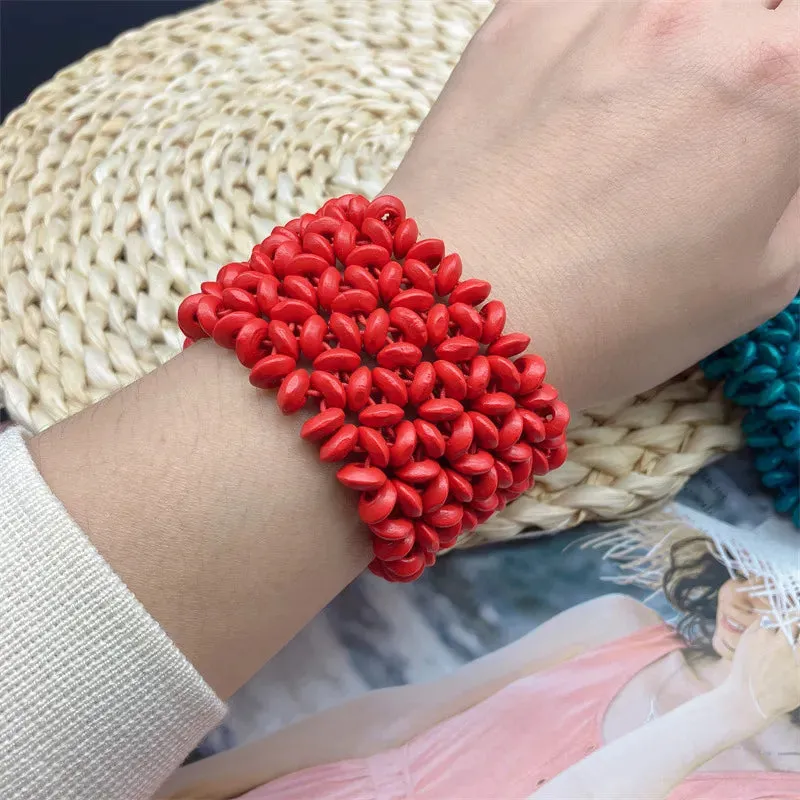 Ethnic Vintage Exaggerated Wood Beads Bracelets for Women