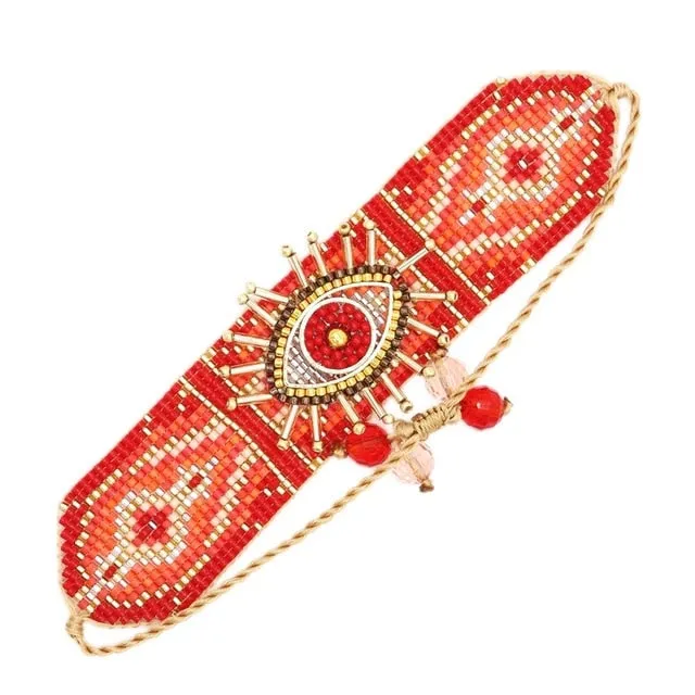 Evil Eye Handmade Glass Seed Bracelets