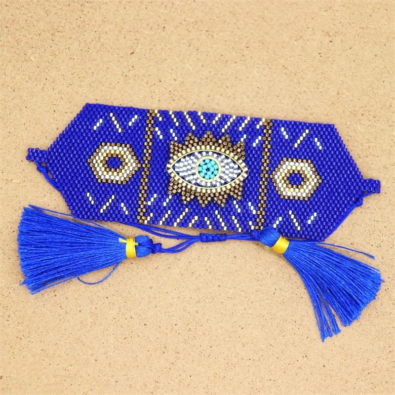 Evil Eye Handmade Glass Seed Bracelets