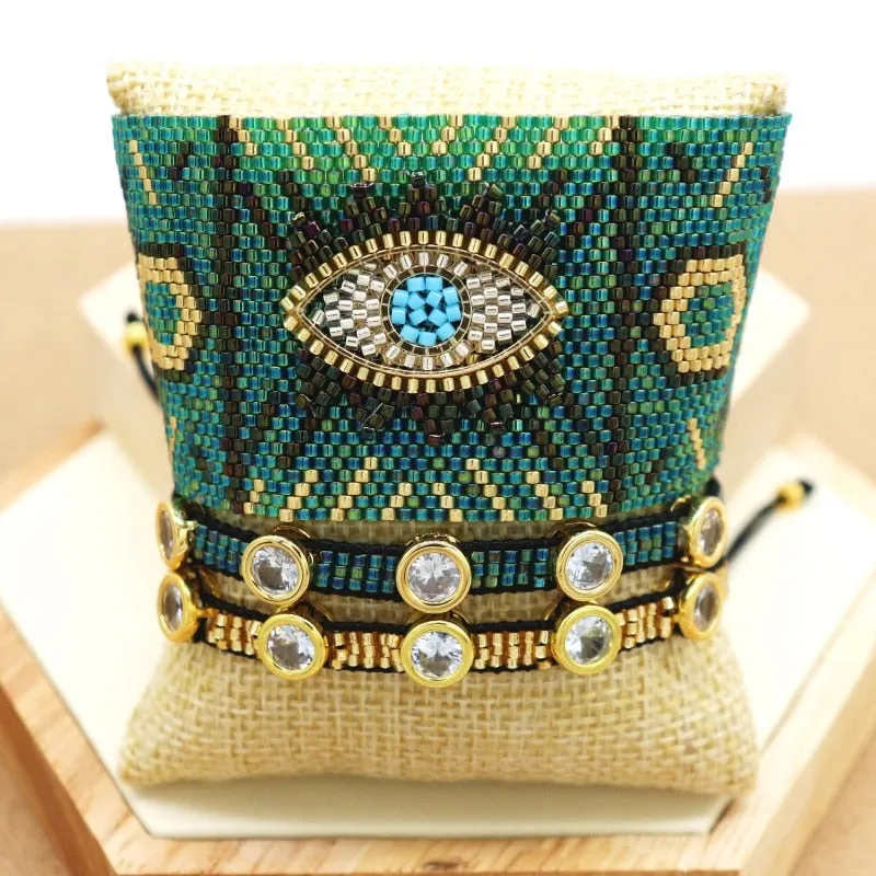 Evil Eye Handmade Glass Seed Bracelets