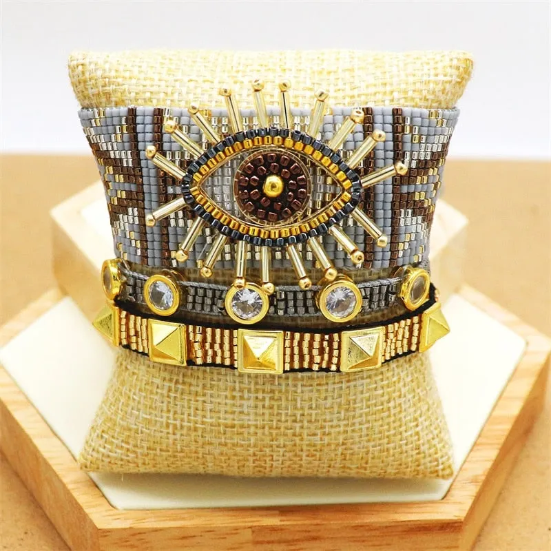 Evil Eye Handmade Glass Seed Bracelets