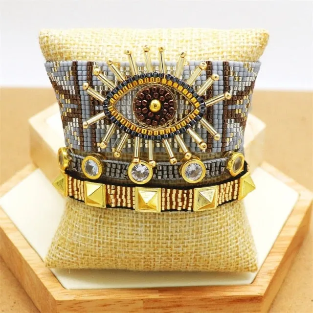 Evil Eye Handmade Glass Seed Bracelets