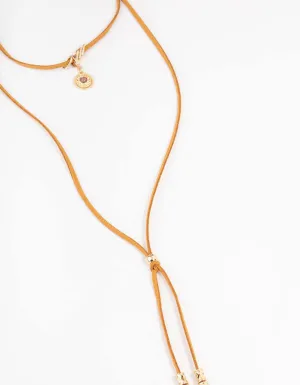Fabric Cord Charm Y-Necklace