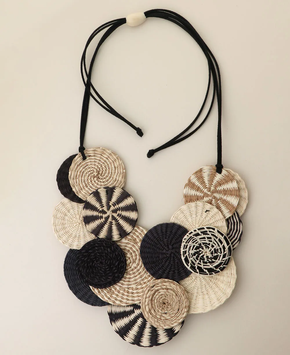 Fair Trade Iraca Hand-woven Disks Adjustable Necklace, Colombia