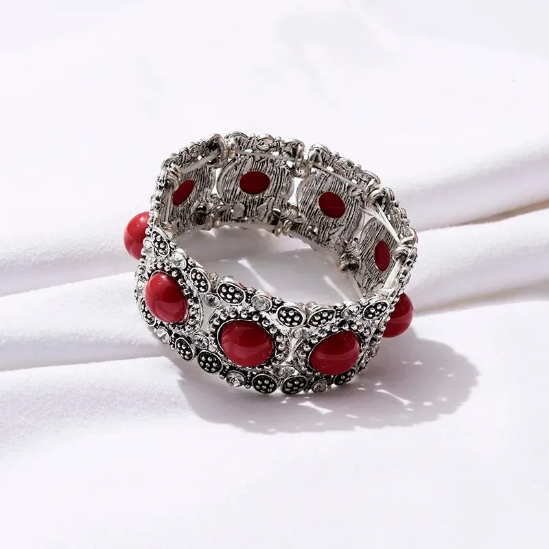 Fashion Boho Red Bead Elastic Bracelet & Bangle for Women