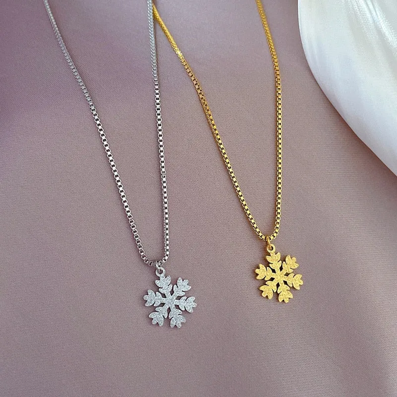 Fashion simple stainless steel necklace snowflake pendant necklace