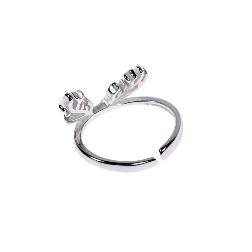 Fashion Women Opening Finger Ring Elegant Deer Antler Adjustable Ring