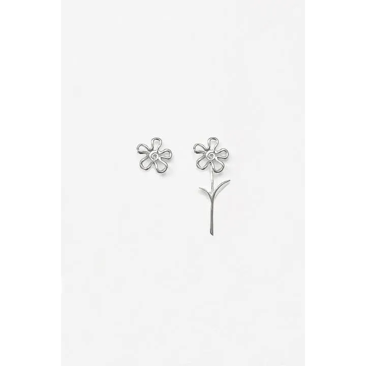 Flora Studs And Stem Earrings in Sterling Silver