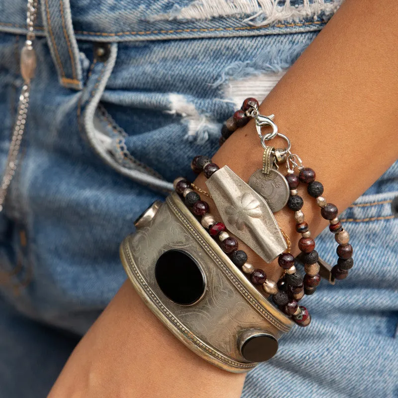 Flower Charm Bracelet with Jasper Gemstones