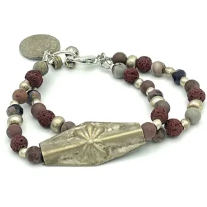Flower Charm Bracelet with Jasper Gemstones