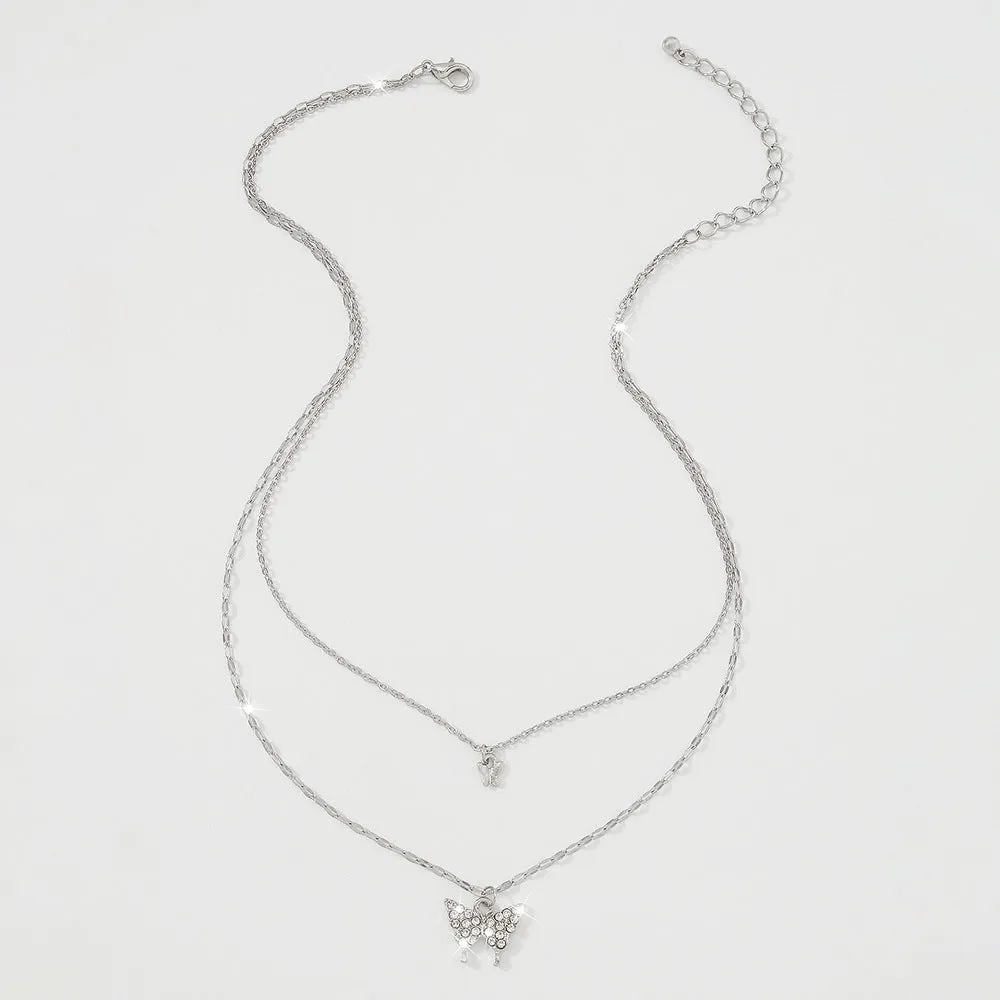 Geometric Micro Inlay Temperament Butterfly Simple Clavicle Chain