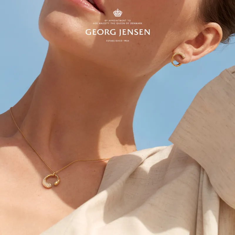 Georg Jensen Mercy 18ct Yellow Gold Diamond Hoop Earrings