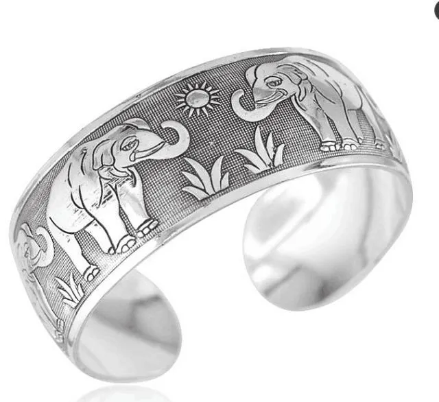 Georgina Silver Boho Antalya Carved Bangle Bracelet