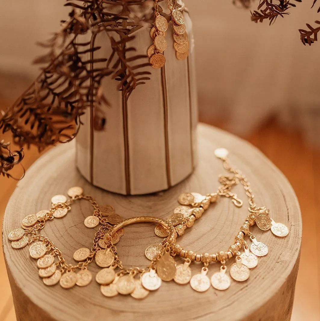 Gold Amasya boho bracelet with coins
