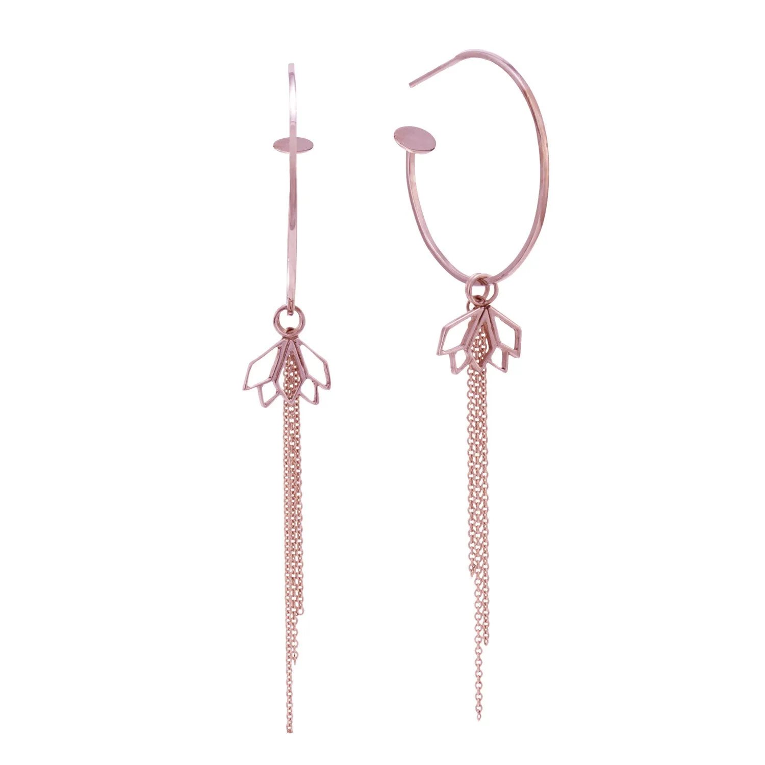 Gold Hoops with Protea and Tassel Charms