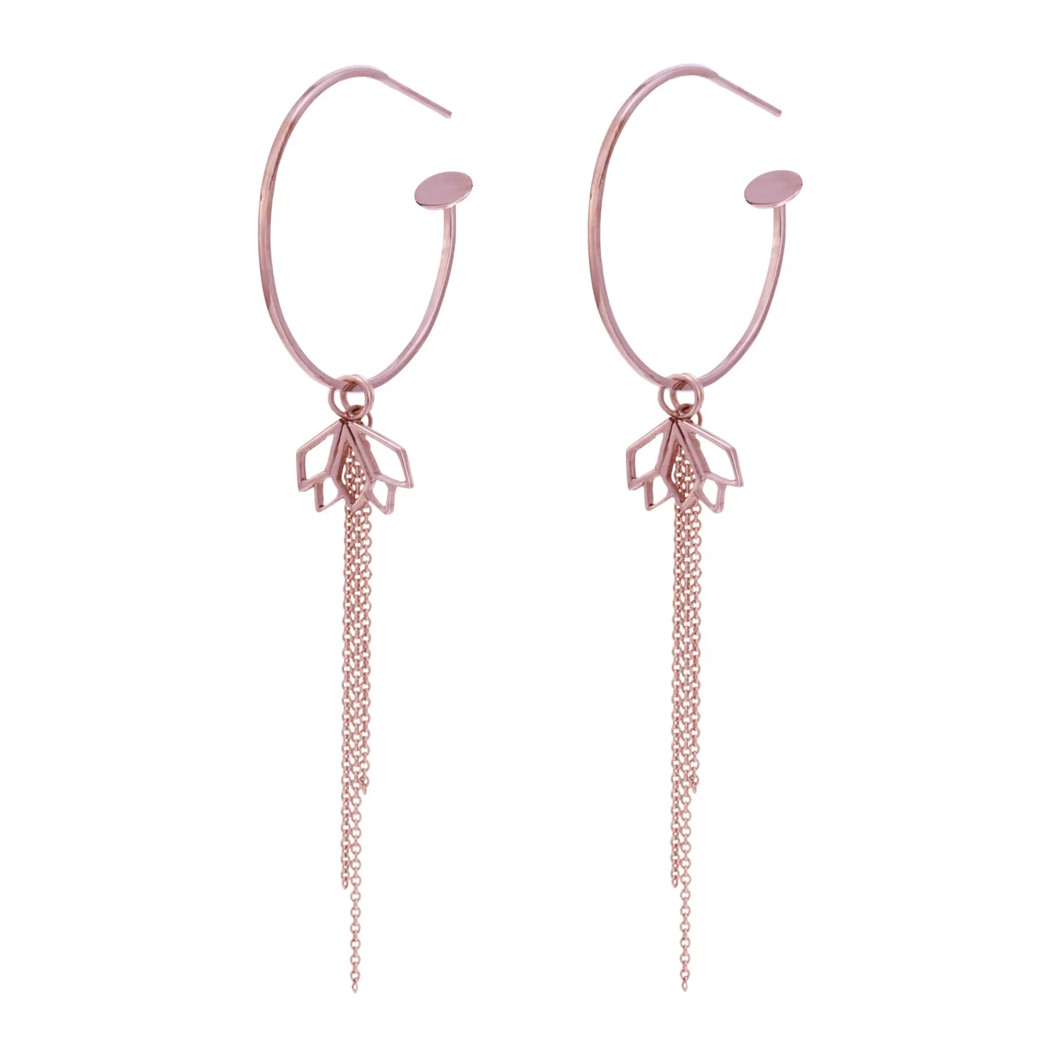 Gold Hoops with Protea and Tassel Charms