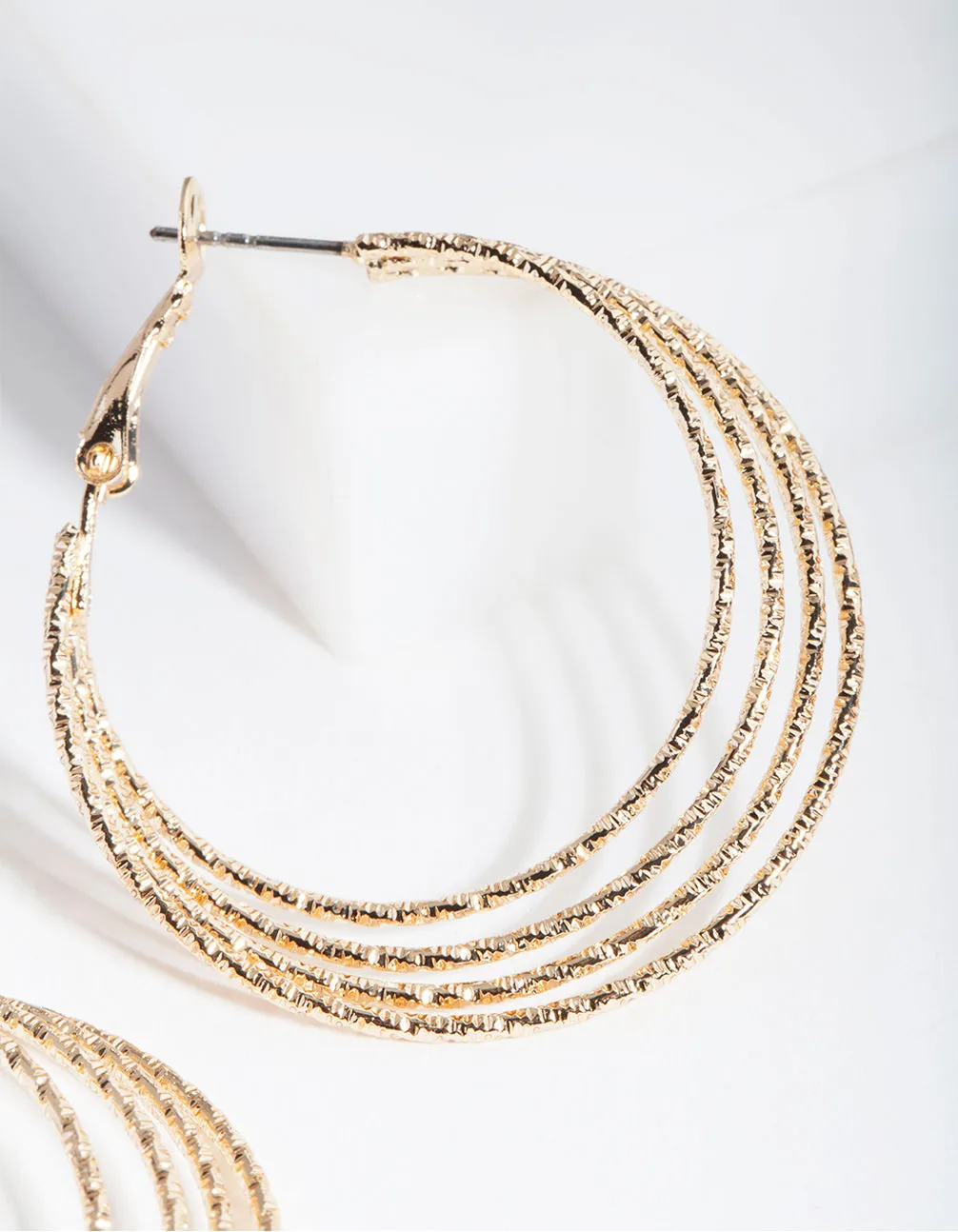 Gold Multi Textured Hoop Earrings