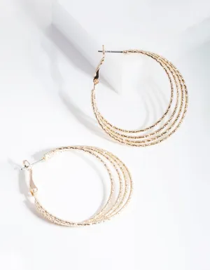 Gold Multi Textured Hoop Earrings
