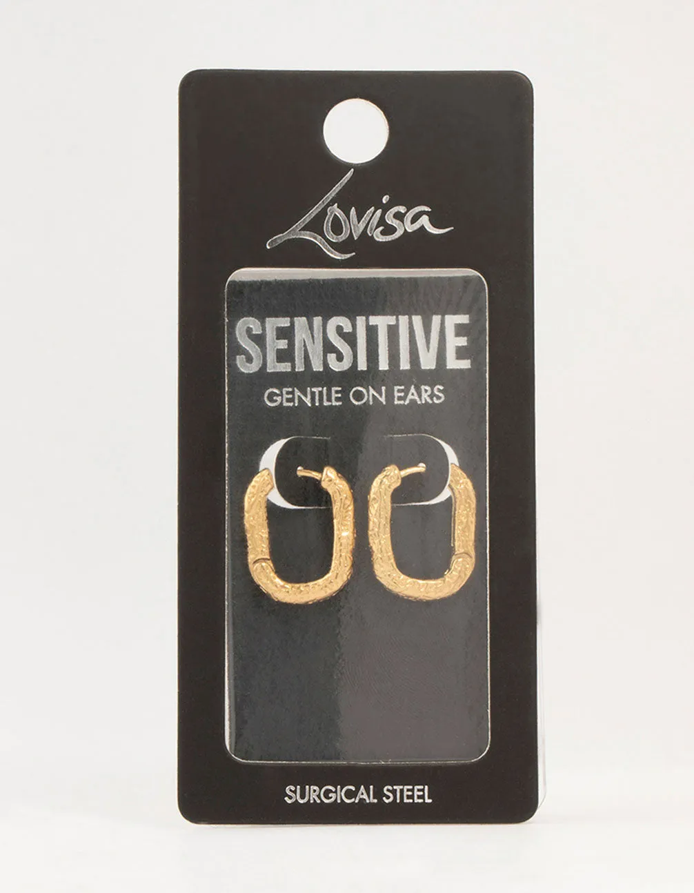 Gold Plated Surgical Steel Organic Square Oval Hoop Earrings