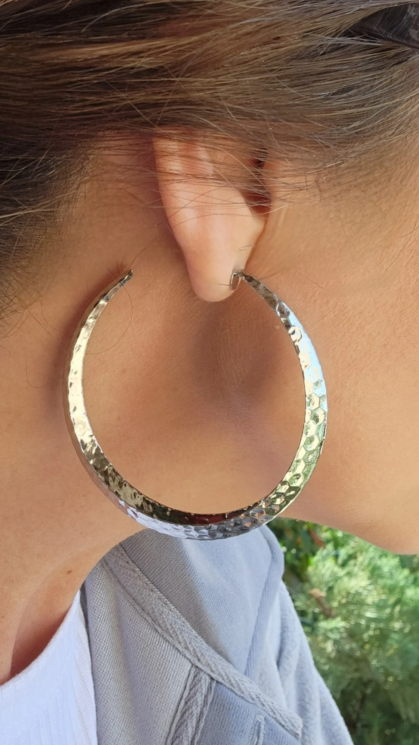 Hammer Pressed Hoops-Silver