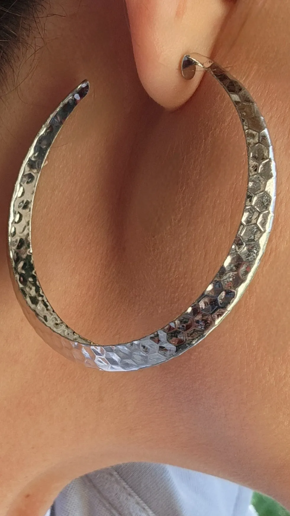 Hammer Pressed Hoops-Silver