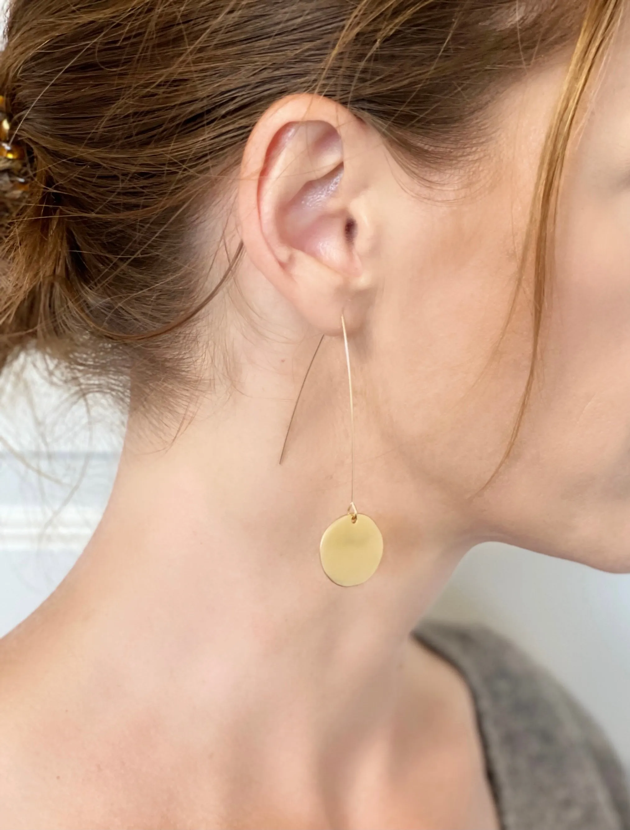 Hammered Disc Threader Earrings