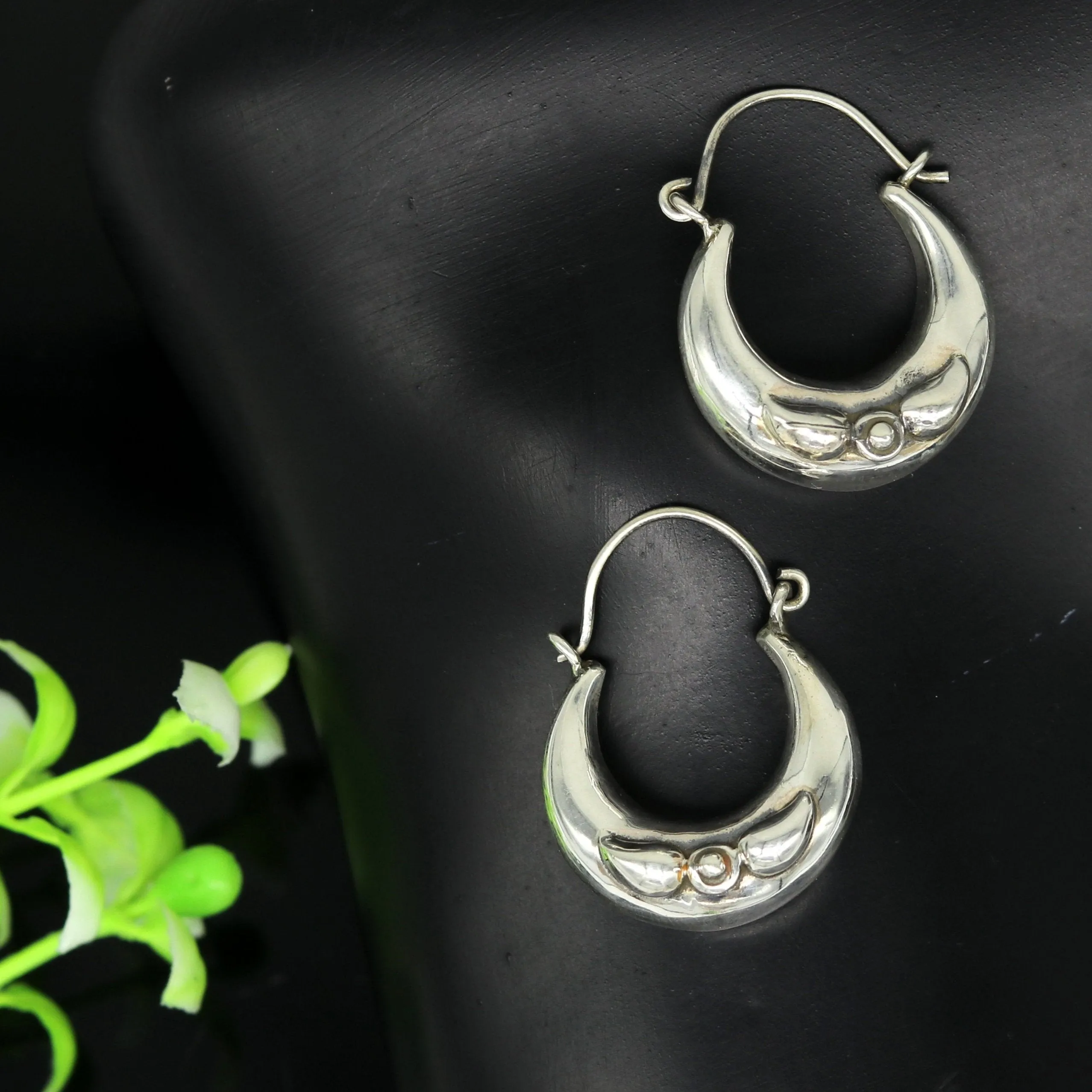 Handmade 925 sterling silver jewelry, fabulous vintage stylish customized hoops earrings bali tribal ethnic personalized jewelry ske17