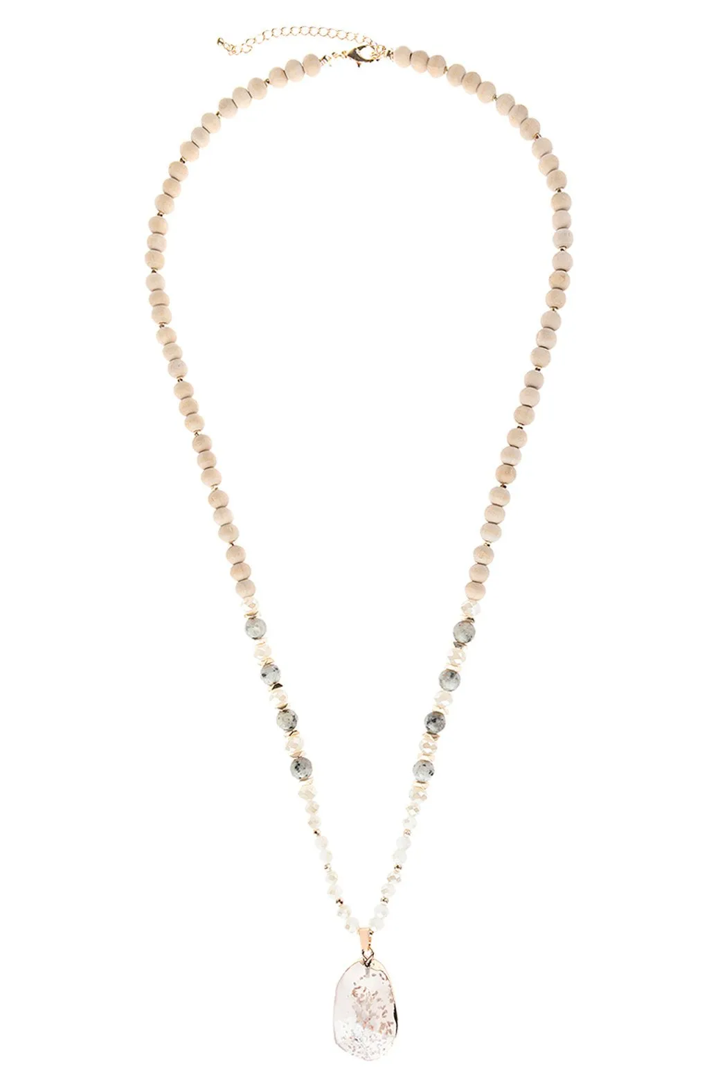 Hdn3029 - Beaded Necklace With Stone Pendant