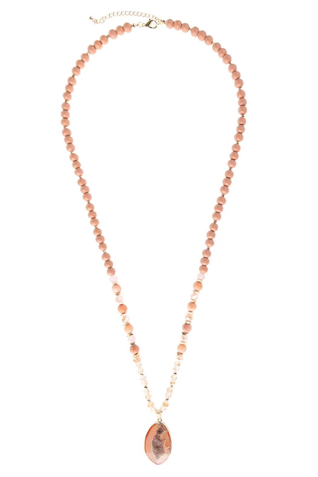 Hdn3029 - Beaded Necklace With Stone Pendant