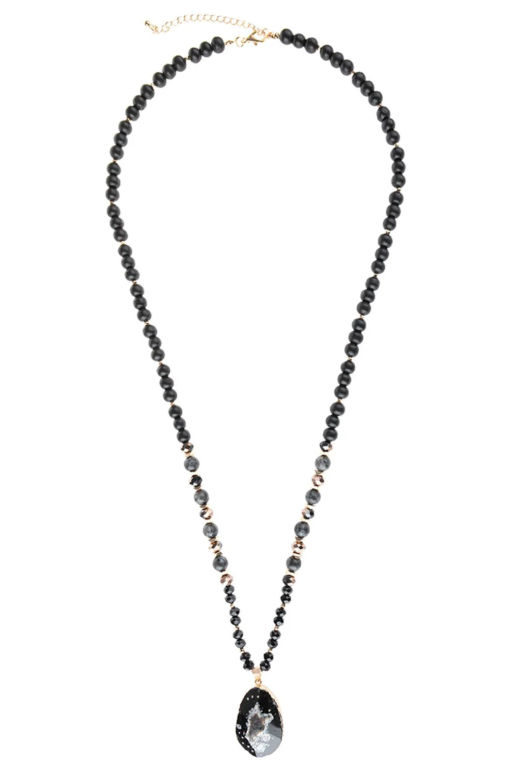 Hdn3029 - Beaded Necklace With Stone Pendant