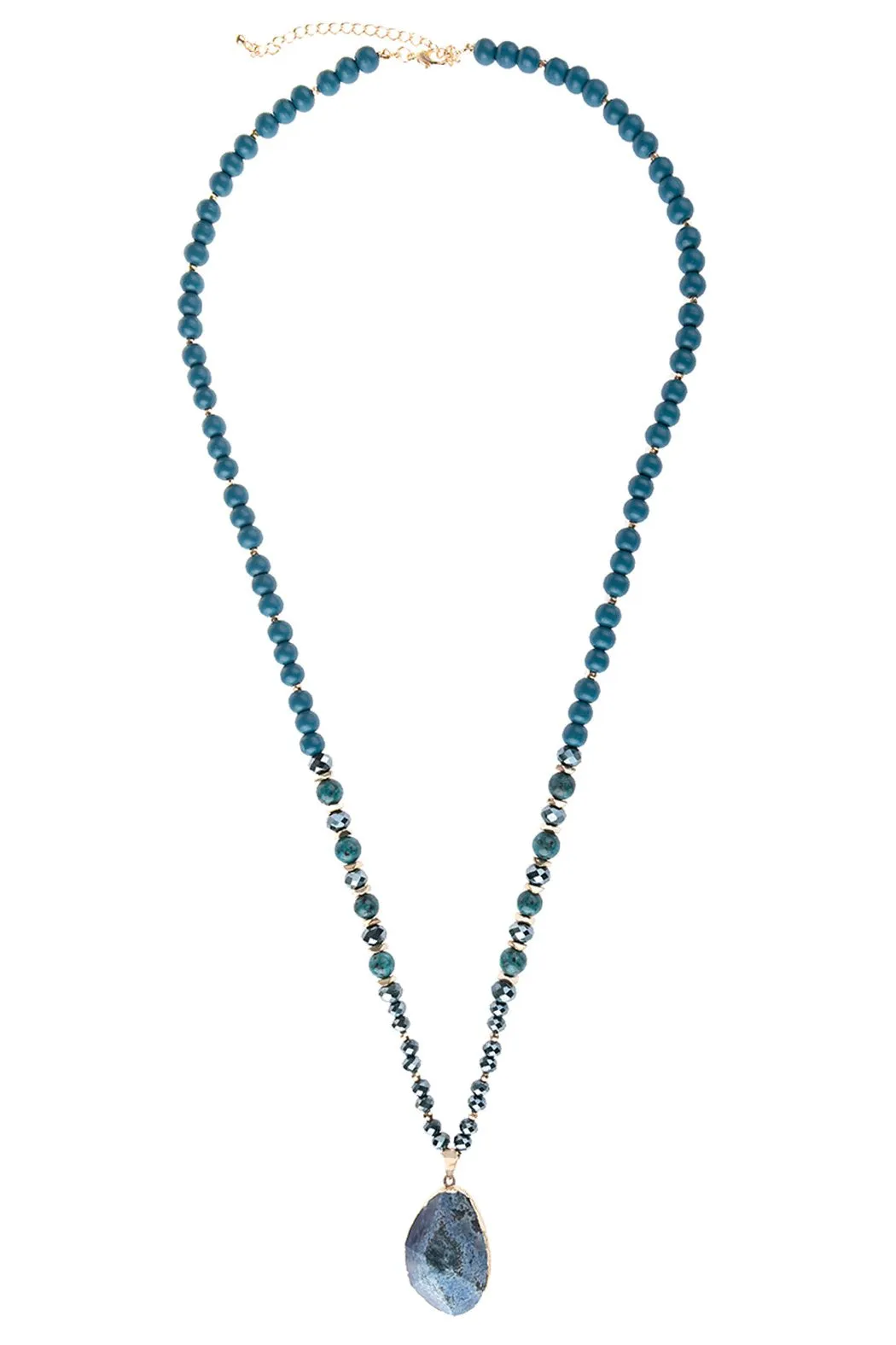 Hdn3029 - Beaded Necklace With Stone Pendant