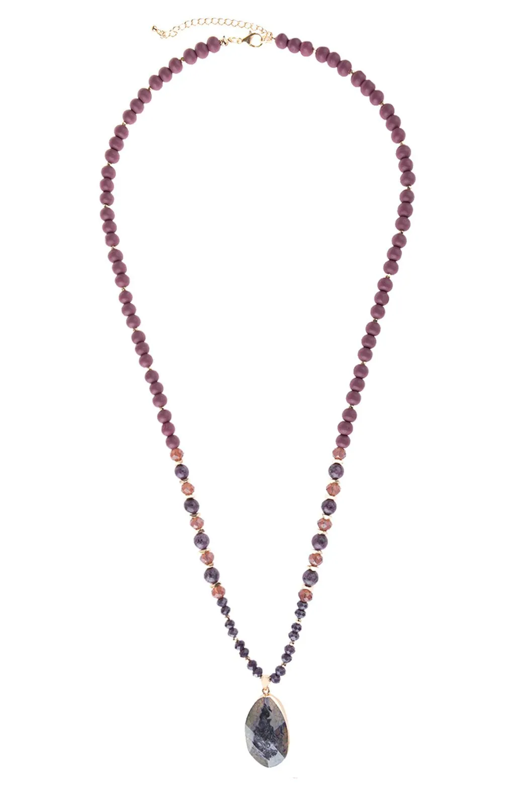 Hdn3029 - Beaded Necklace With Stone Pendant