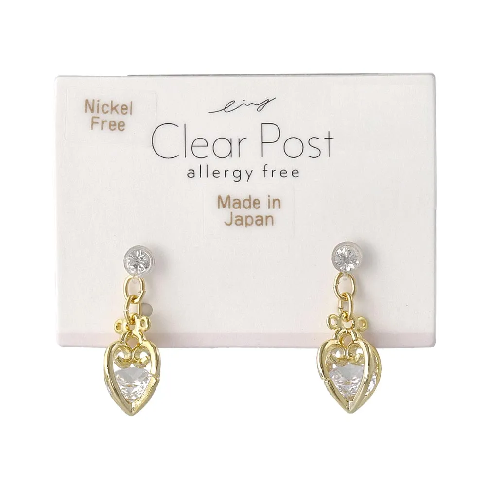 Heart Cage Stone Drop Plastic Earrings