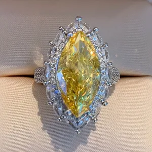 Horse Eye Shape Waterish Yellow Gemstone Ring