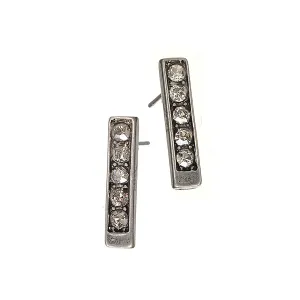 Hot Tomato Silver Totem Studs with Five Clear Crystals Earrings