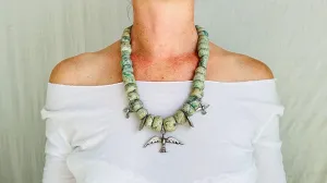 Jade Chachal Beaded Necklace. Guatemalan Jade.