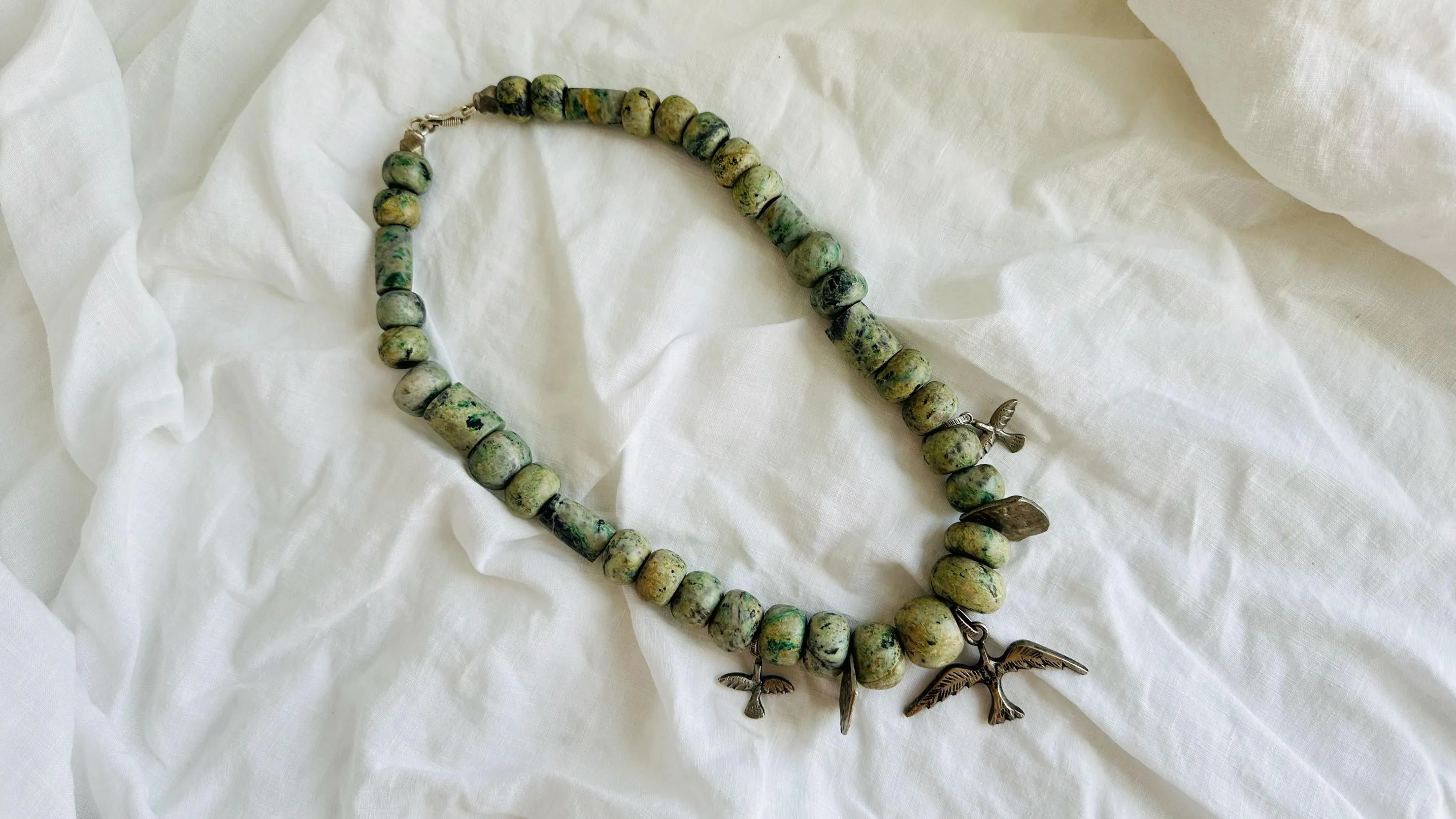Jade Chachal Beaded Necklace. Guatemalan Jade.