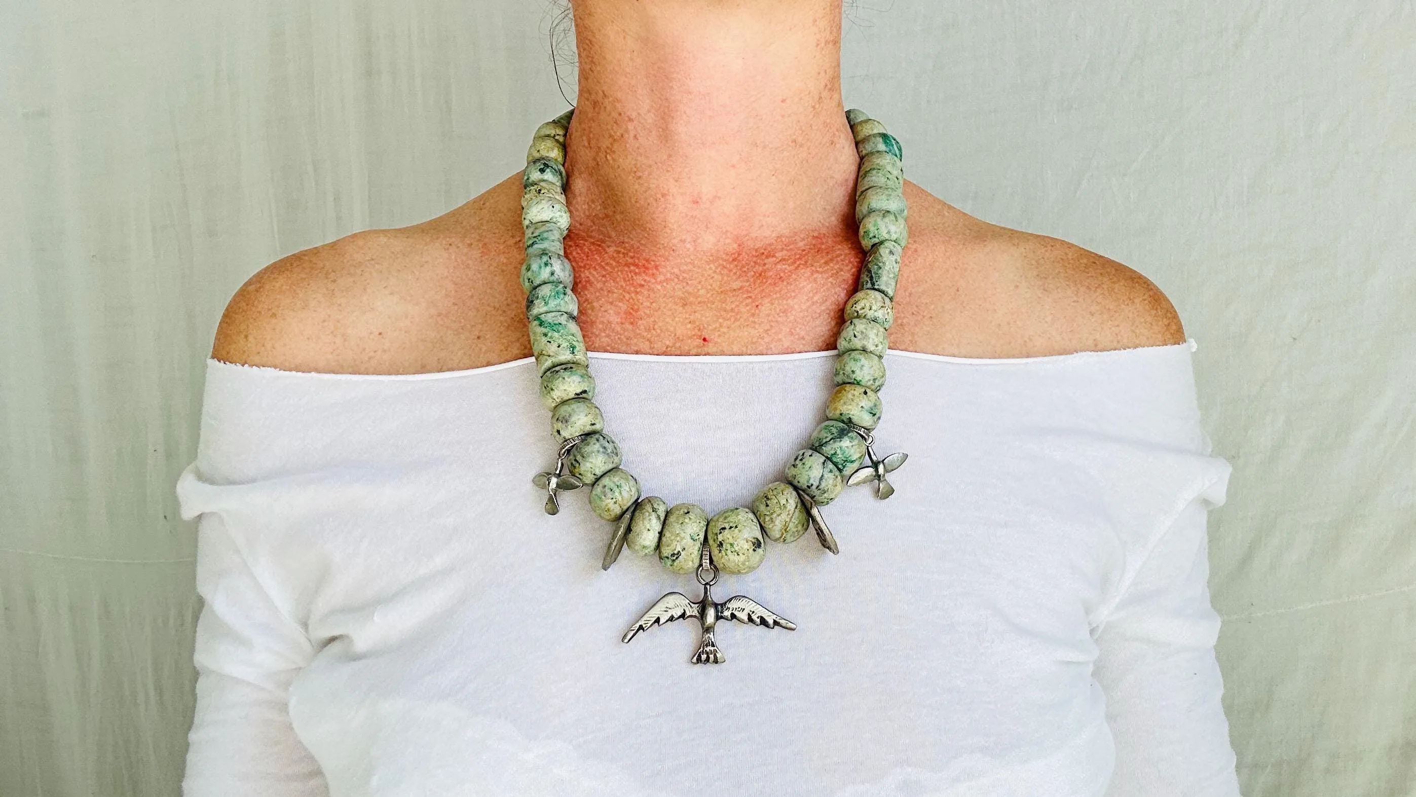 Jade Chachal Beaded Necklace. Guatemalan Jade.