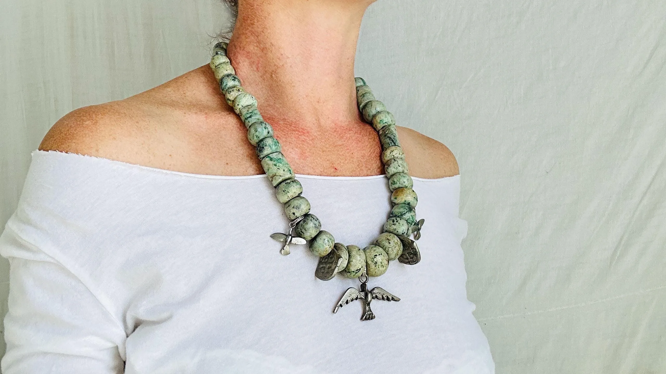 Jade Chachal Beaded Necklace. Guatemalan Jade.