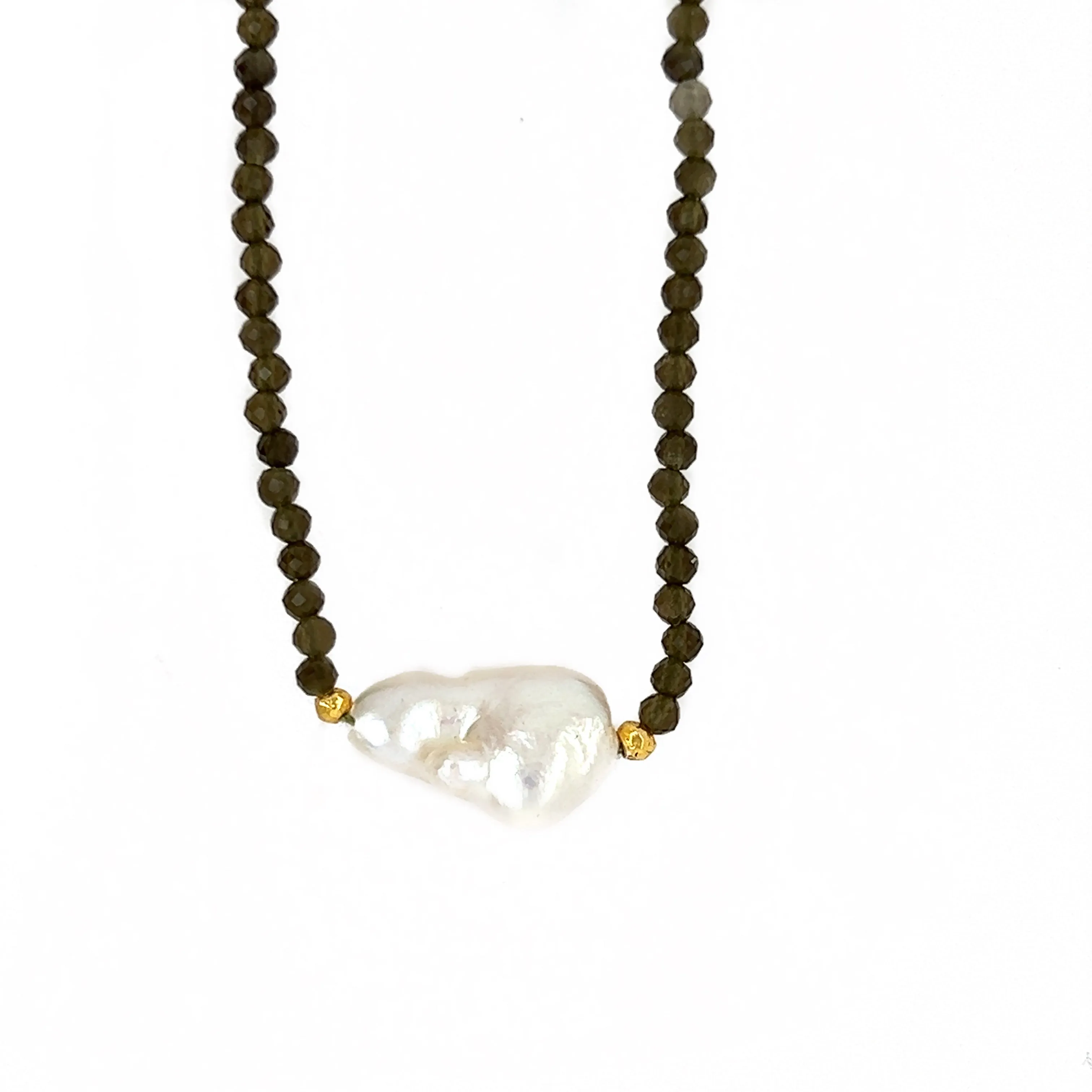 Keshi Pearl with Cats Eye beaded necklace
