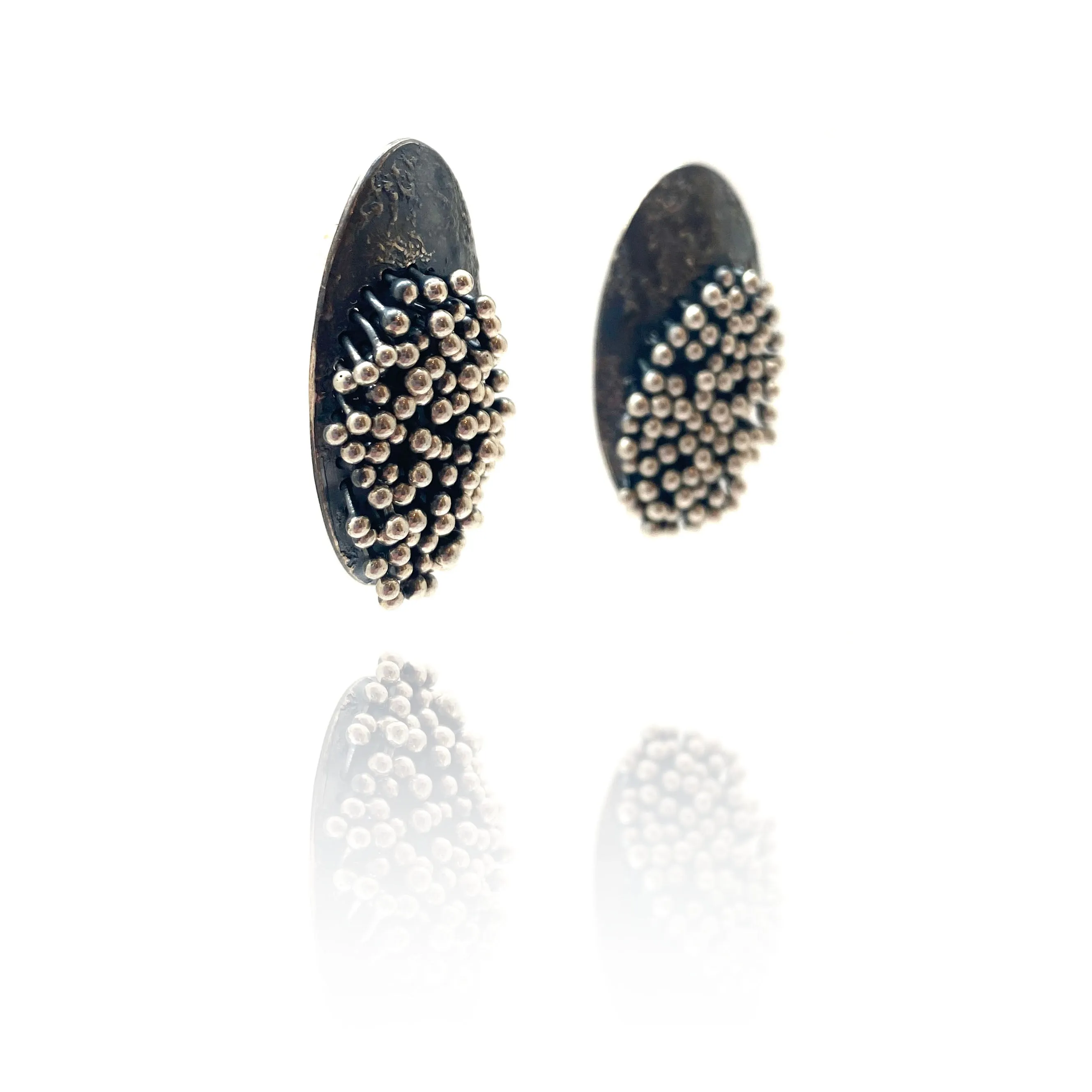Kinetic Oxidized Silver Earrings