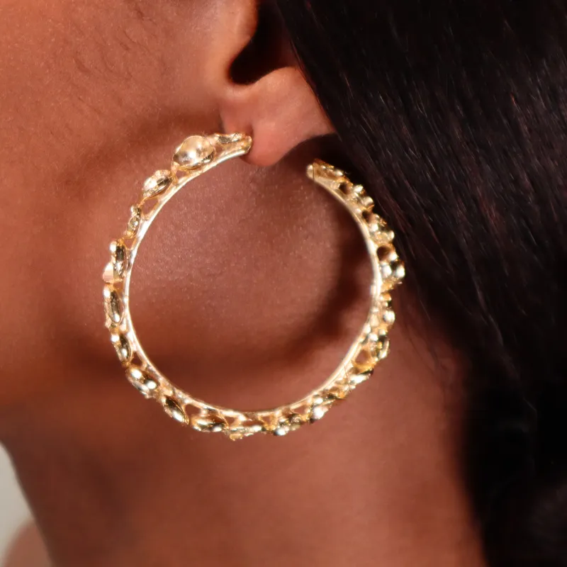 LARGE GOLD POD HOOPS