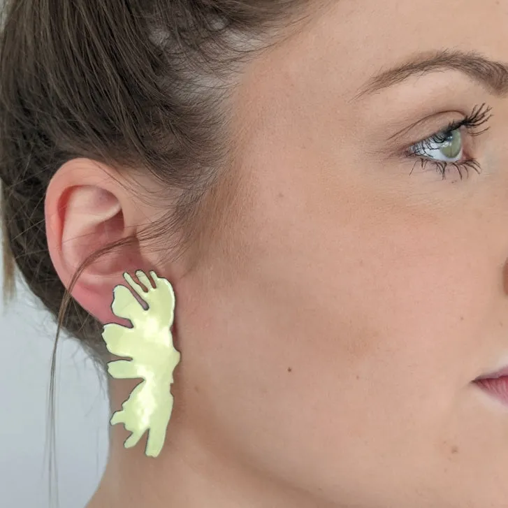 Large Yellow Rorschach Earrings
