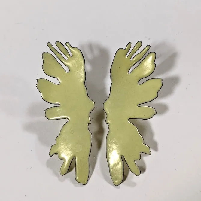 Large Yellow Rorschach Earrings