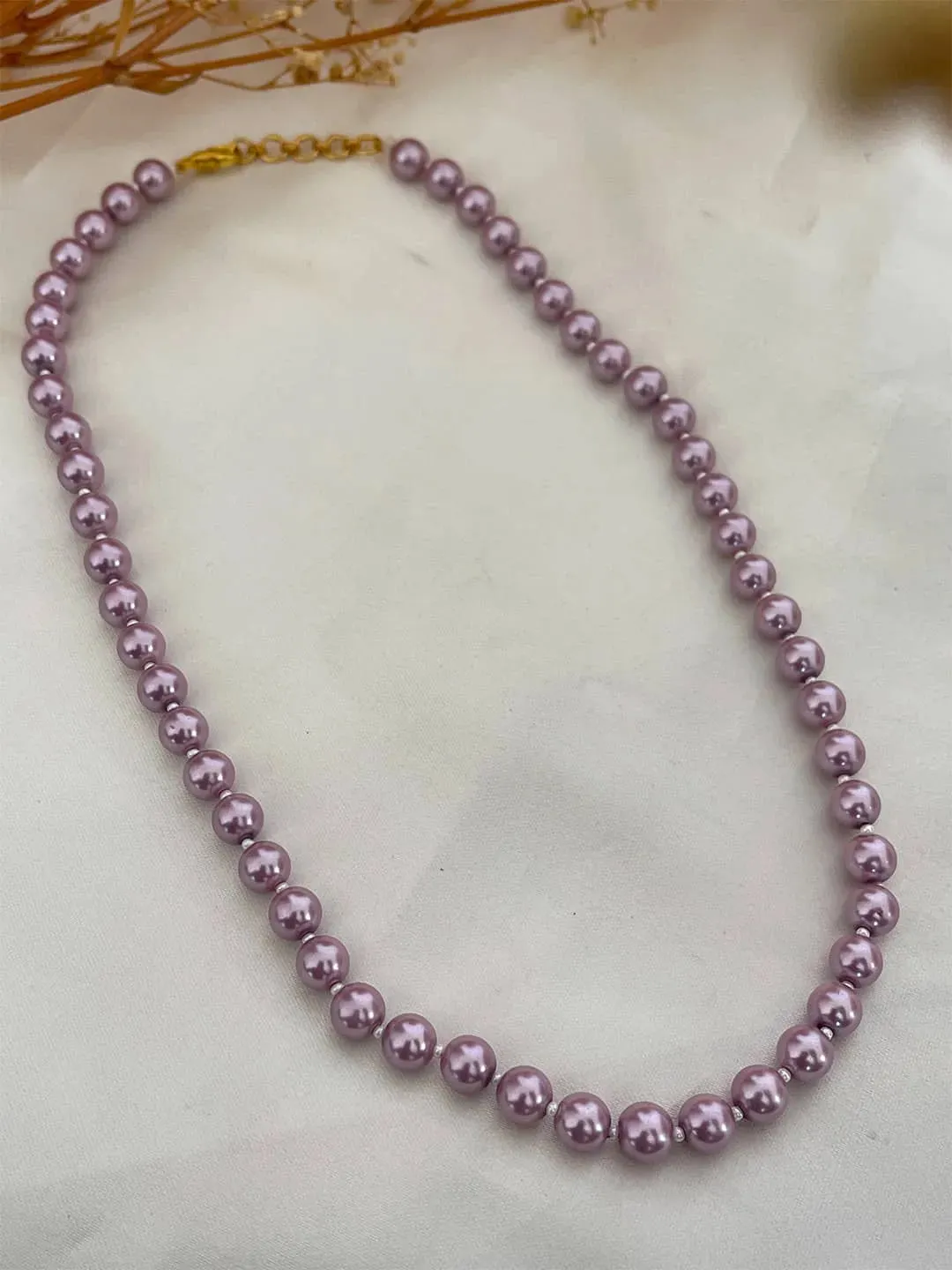 Lavender Round Freshwater Pearl Necklace