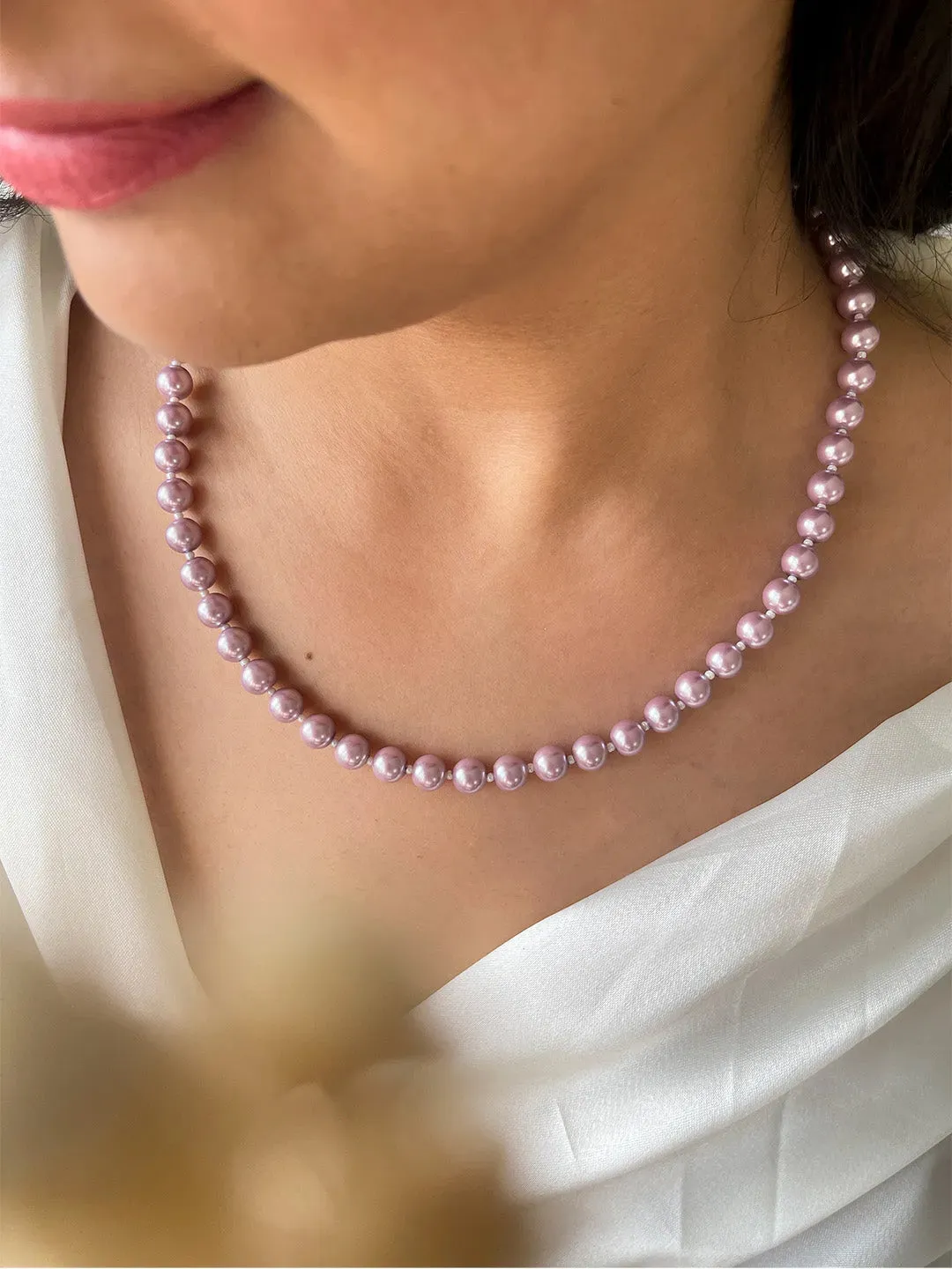 Lavender Round Freshwater Pearl Necklace
