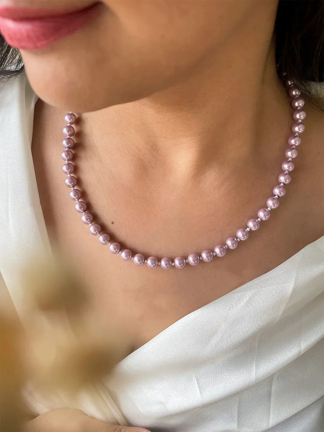 Lavender Round Freshwater Pearl Necklace