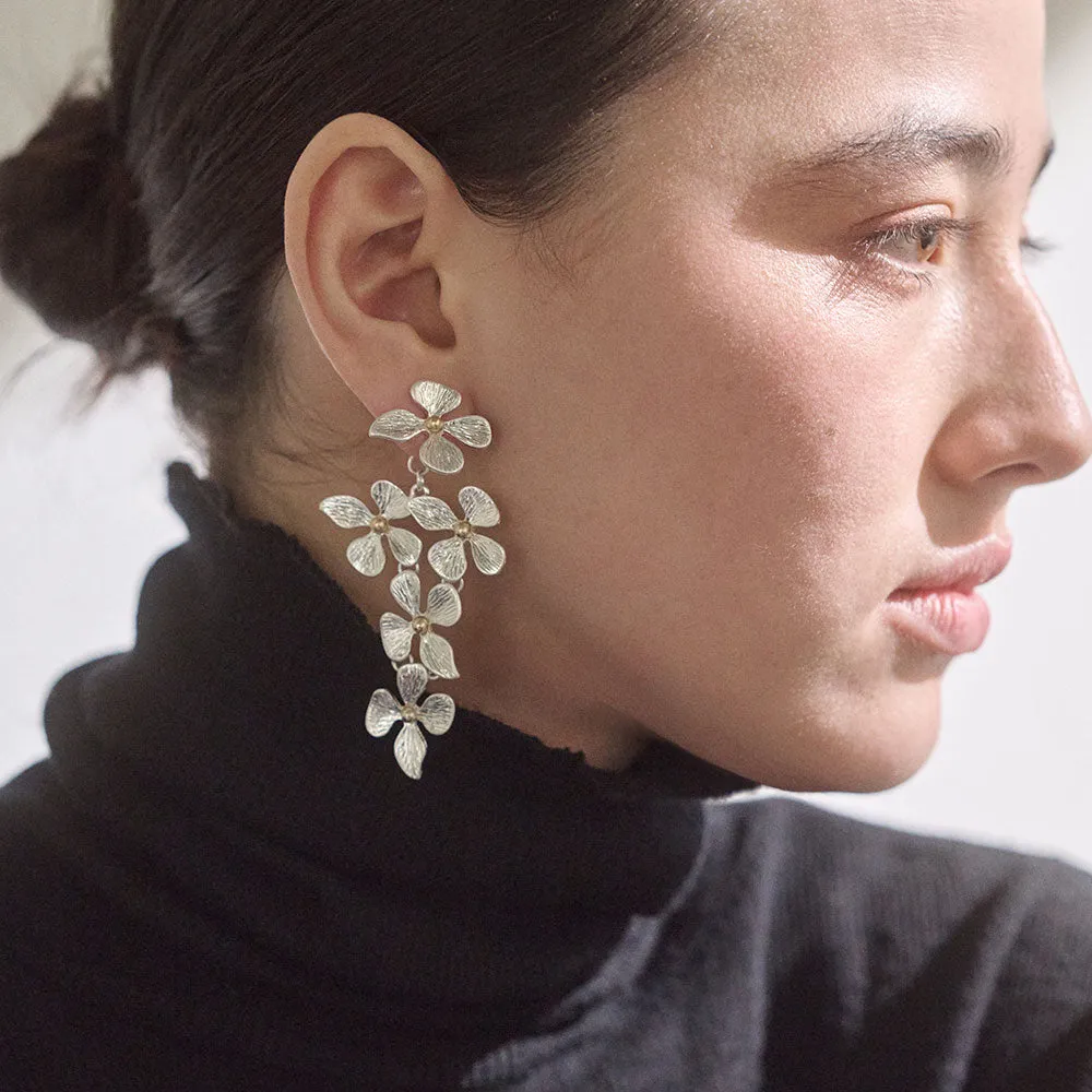 Linked Flower Front Back Earrings