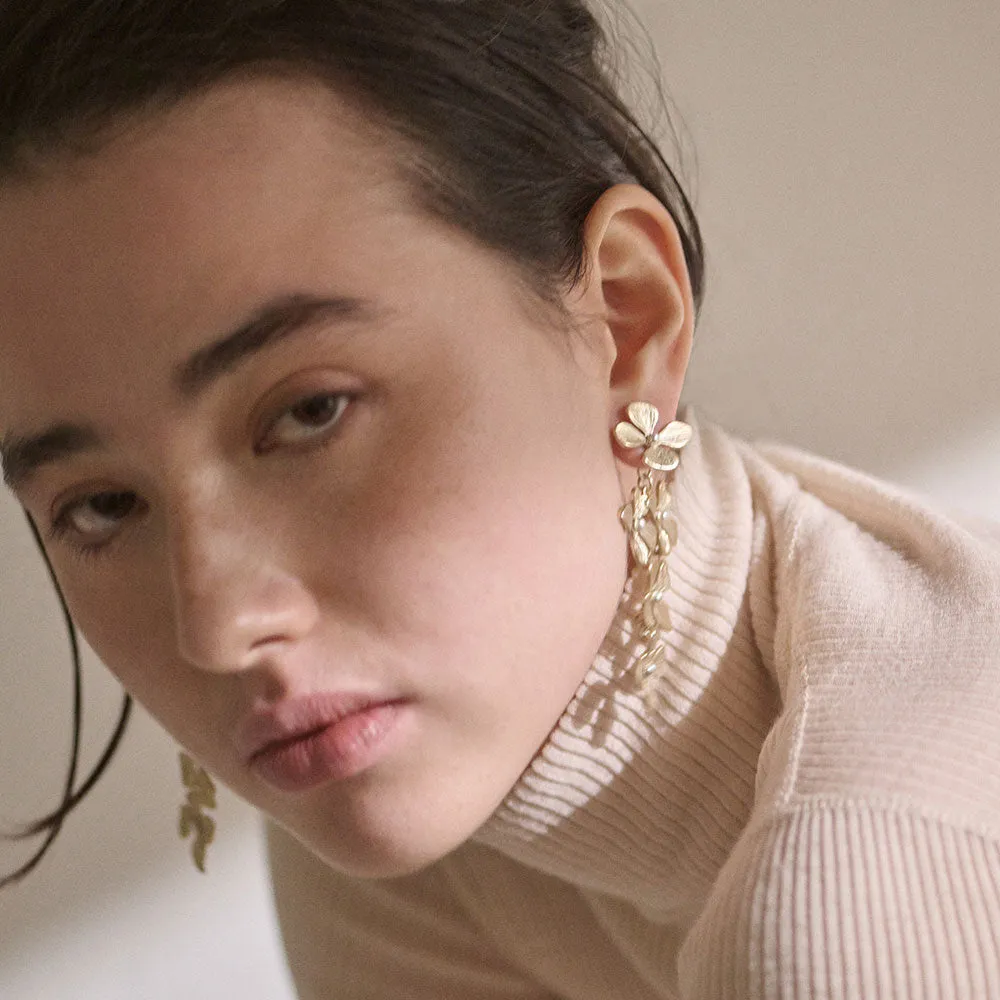 Linked Flower Front Back Earrings